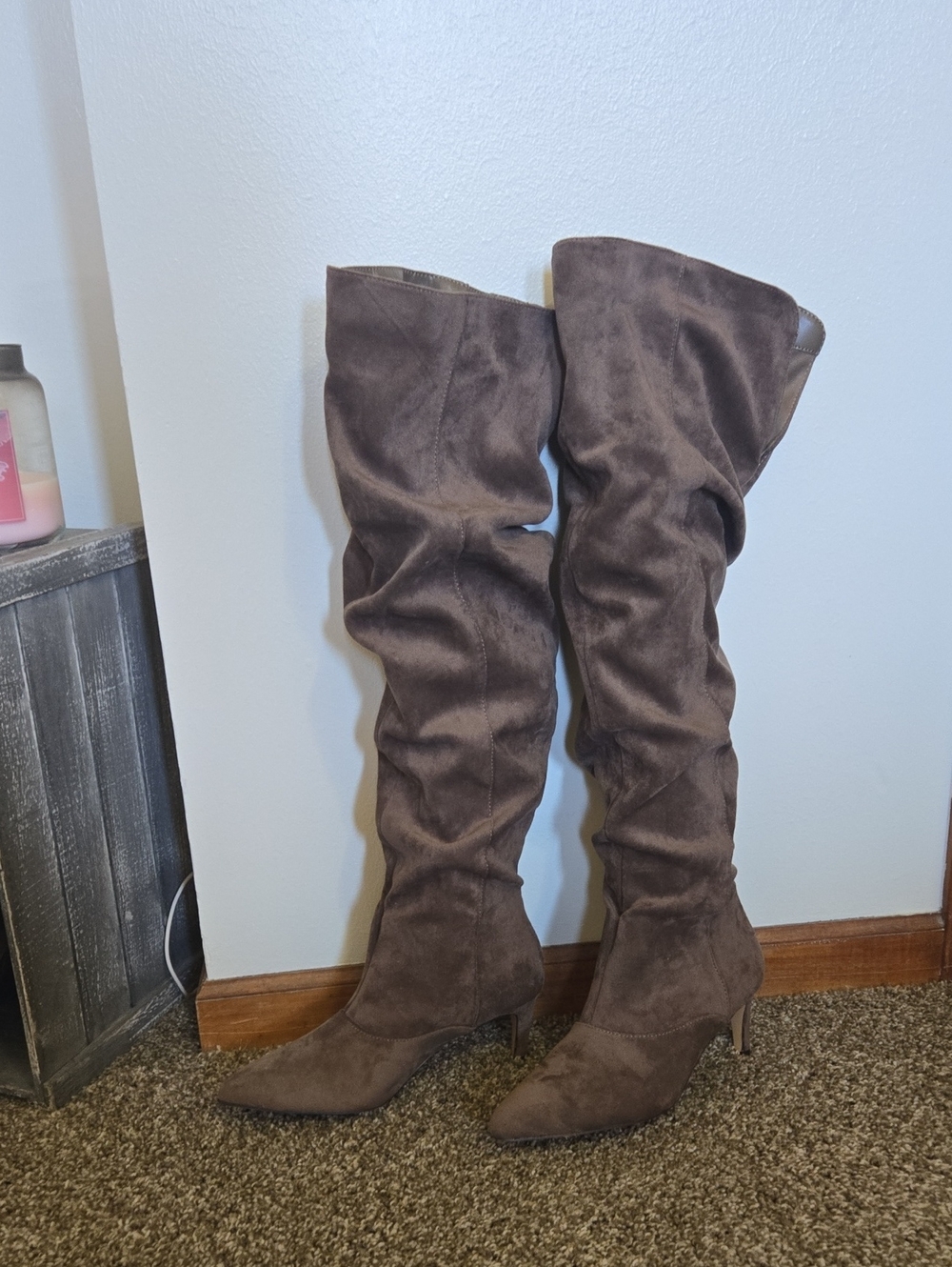 Soda Brown Suede Over-the-Knee Slouch Boots